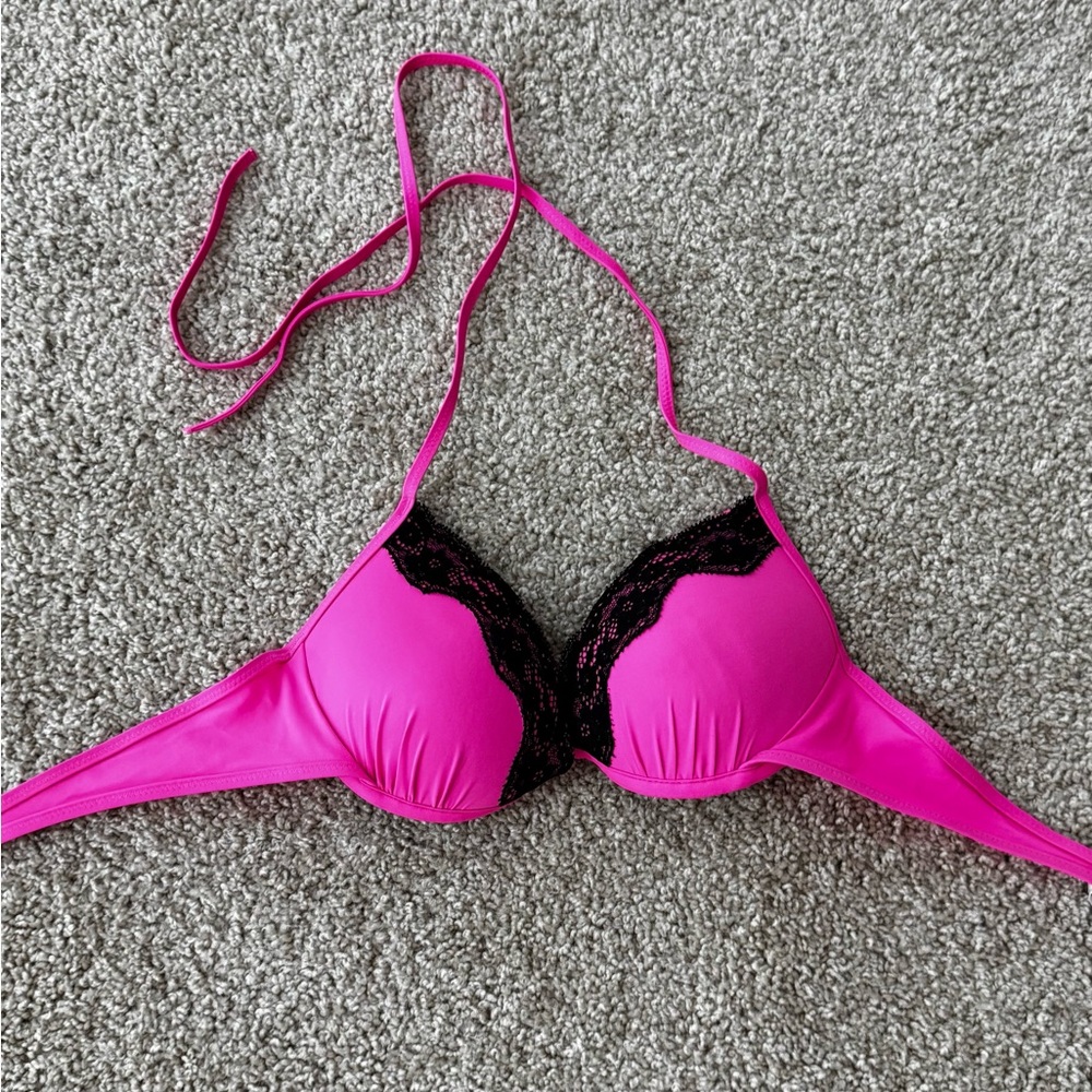 Victoria's Secret Pink and Black Push-Up Swim Bra